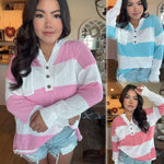 Pre-Order: Lilly button up Strips Blouse