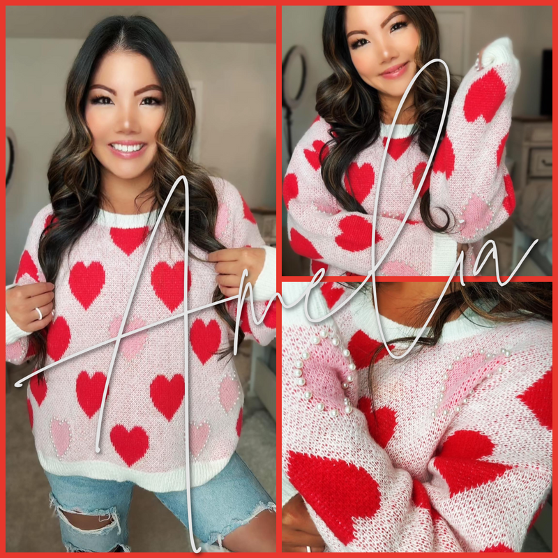 Coming soon... Limited stock Amelia Heart Pearl Sweater