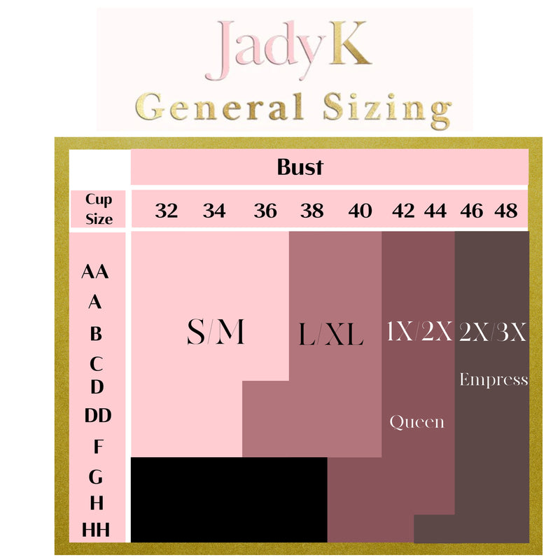 JadyK Wholesale bralette size chart
